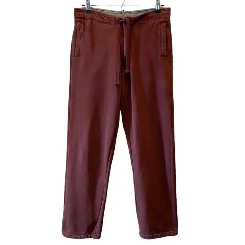Roots Sweatpants Straight Leg Track Pants Fleece Joggers Burgundy Size XS